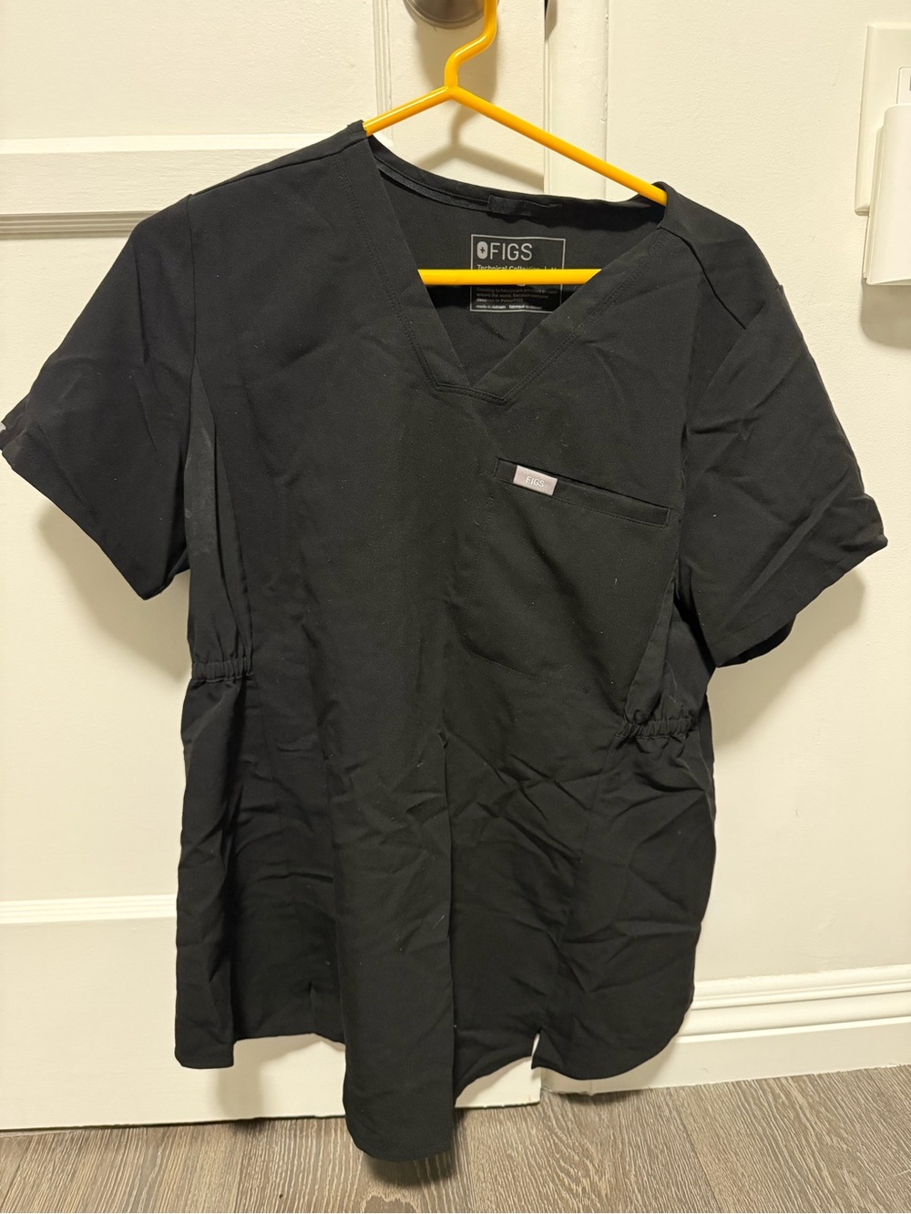 Figs Black V-Neck Short Sleeve Maternity Scrub Top